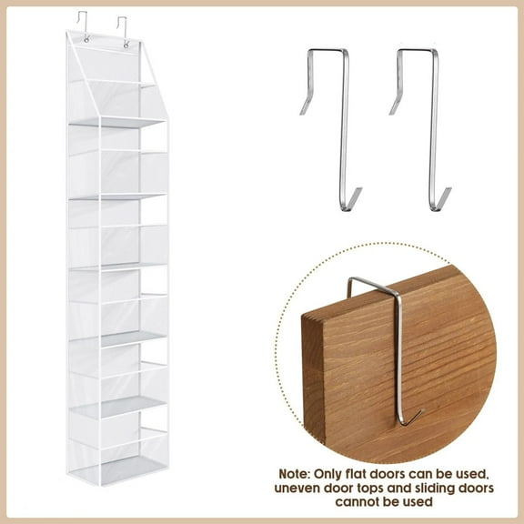 Over-The-Door 6-Tier Hanging Pantry Organizer with Clear Plastic Pockets, Large Capacity Space-Saving Storage for Kitchen, Bathroom, Closet, Bedroom,1PC-White