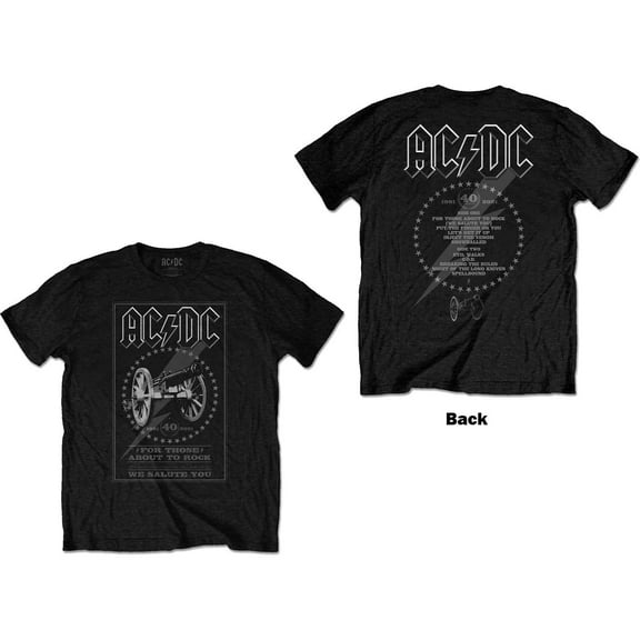 AC/DC Unisex T-Shirt FTATR 40th Monochrome (Back Print) (Small)