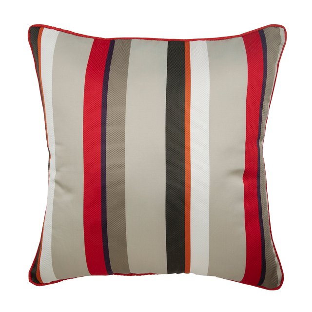 The HomeCentric Taies d'Oreiller, Housses de Coussins Décoratives 24 x 24 Housses de Coussin Rayées Coussins Jacquard pour Canapé, Lit, Sofa, Housses de Coussin Rouges Lot de 2, 24x24 Pouces (60x60 cm) - Rayure Ma Vie