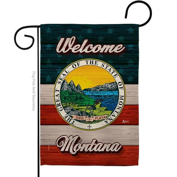 13 x 18.5 in. Welcome Montana Double-Sided Vertical House Decoration Banner Garden Flag - Yard Gift