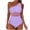Purple, variant on cocolona One Piece Swimsuit Women Summer Color Block One-shoulder Pleated Bathing Suit Vacation Beach Swimwear