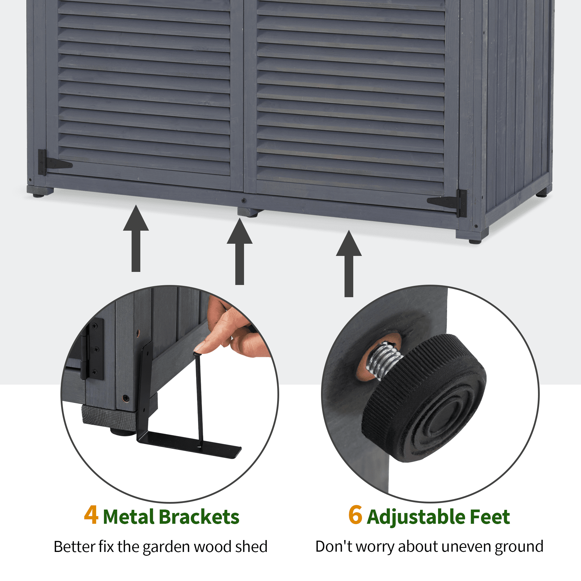 MCombo Outdoor Wood Storage Cabinet, Garden Tool Shed 1900