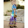 thumbnail image 5 of HAPPY BAY Women's Summer African Beach Maxi Plus Size Ethnic Print Caftan Casual Slit Dress Loungewear Dashiki Dresses for Women 2X-3X Purple, Abstract, 5 of 6