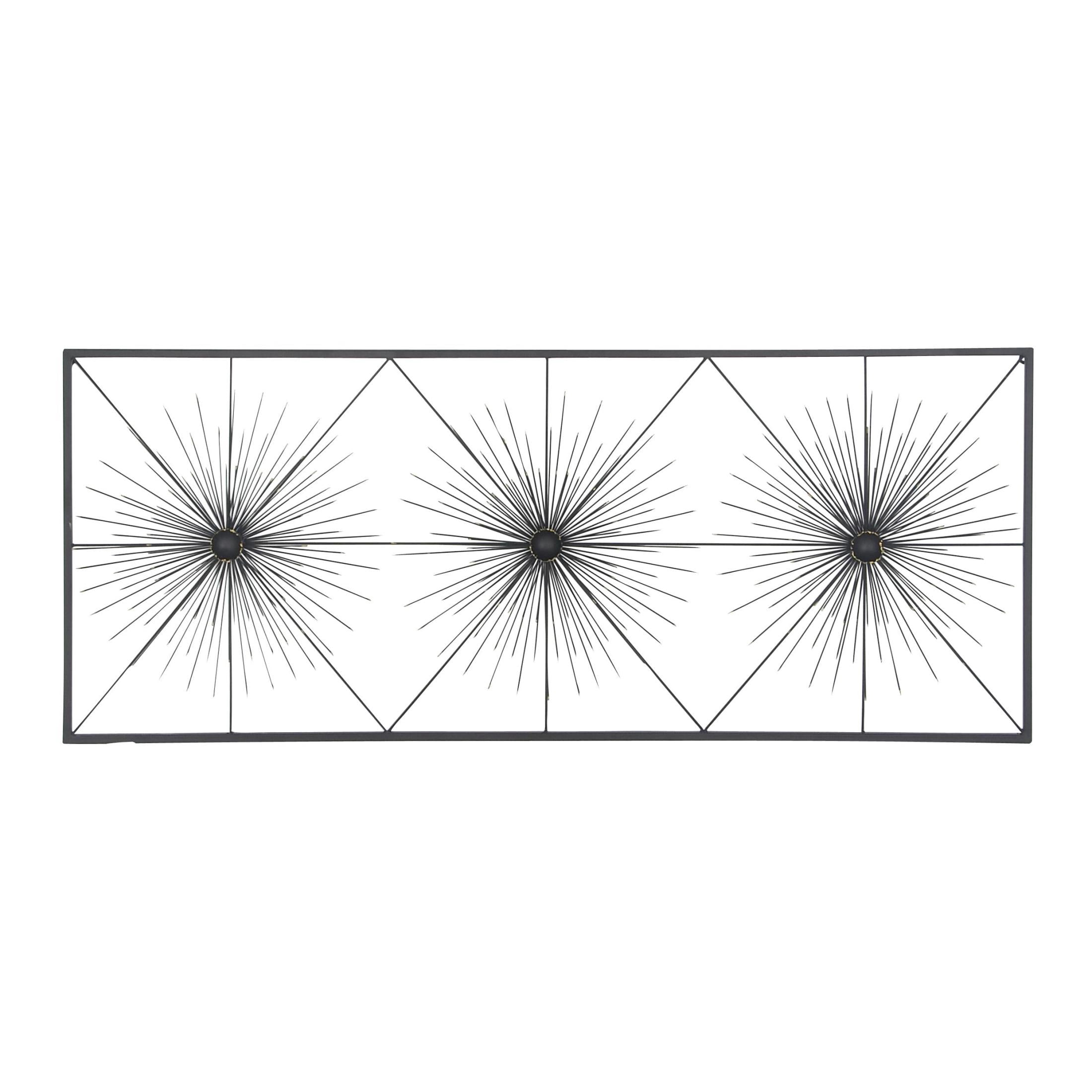 DecMode Black Metal Sea Urchin Starburst Wall Decor with Black Frame