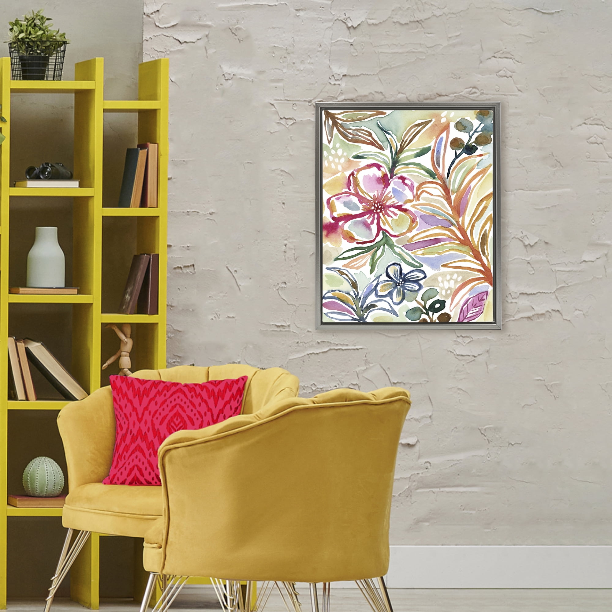 Stupell Industries Colorful Garden Impressions Gray Framed Floater Canvas Wall Art, design by Lisa Nohren