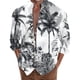 thumbnail image 1 of Camisas De Mezclilla Para Hombre Camisa de manga larga con estampado 3D digital y cuello con botones sueltos para ocio en la playa para hombre (Grey, XL), 1 of 4
