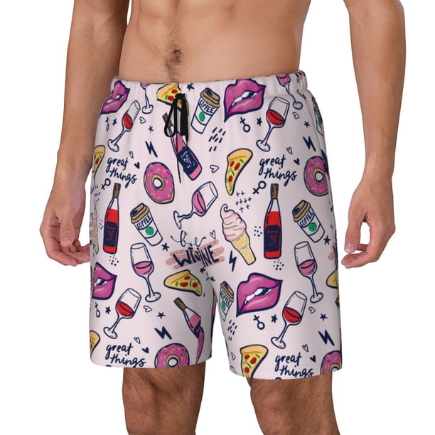 Fotbe Wine Traje de Baño para Hombre – Shorts de Natación de Secado Rápido con Forro y Bolsillos-Small