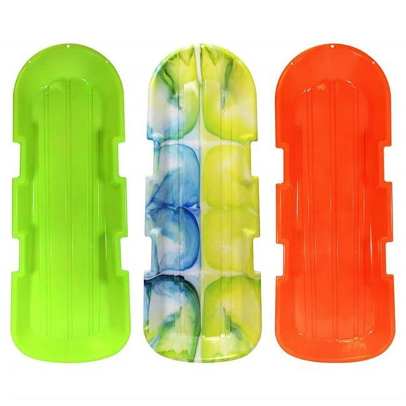 ESP 2914-3 48 in. Day Glow Sno-Twin Toboggan Two-Rider Sled Tough Polyresin&#44; Diamond Polished Bottom - Assorted&#44; Pack of 3