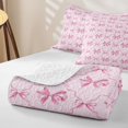 thumbnail image 4 of Erosebridal Princess Bow Tie Quilt King, Cute Ribbon King Coverlet Set, Pink Reversible, Soft Pink, 3-Piece (1 Bedspread and 2 Pillowcases), 4 of 7