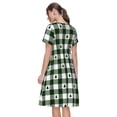 thumbnail image 5 of Ratiio Green White Christmas Tree Lumberjack Plaid Print Women's Short Sleeve Dress - Casual A-Line Dress with Side Pockets, Elastic Waist, Comfortable and Breathable Summer Dress, 5 of 8