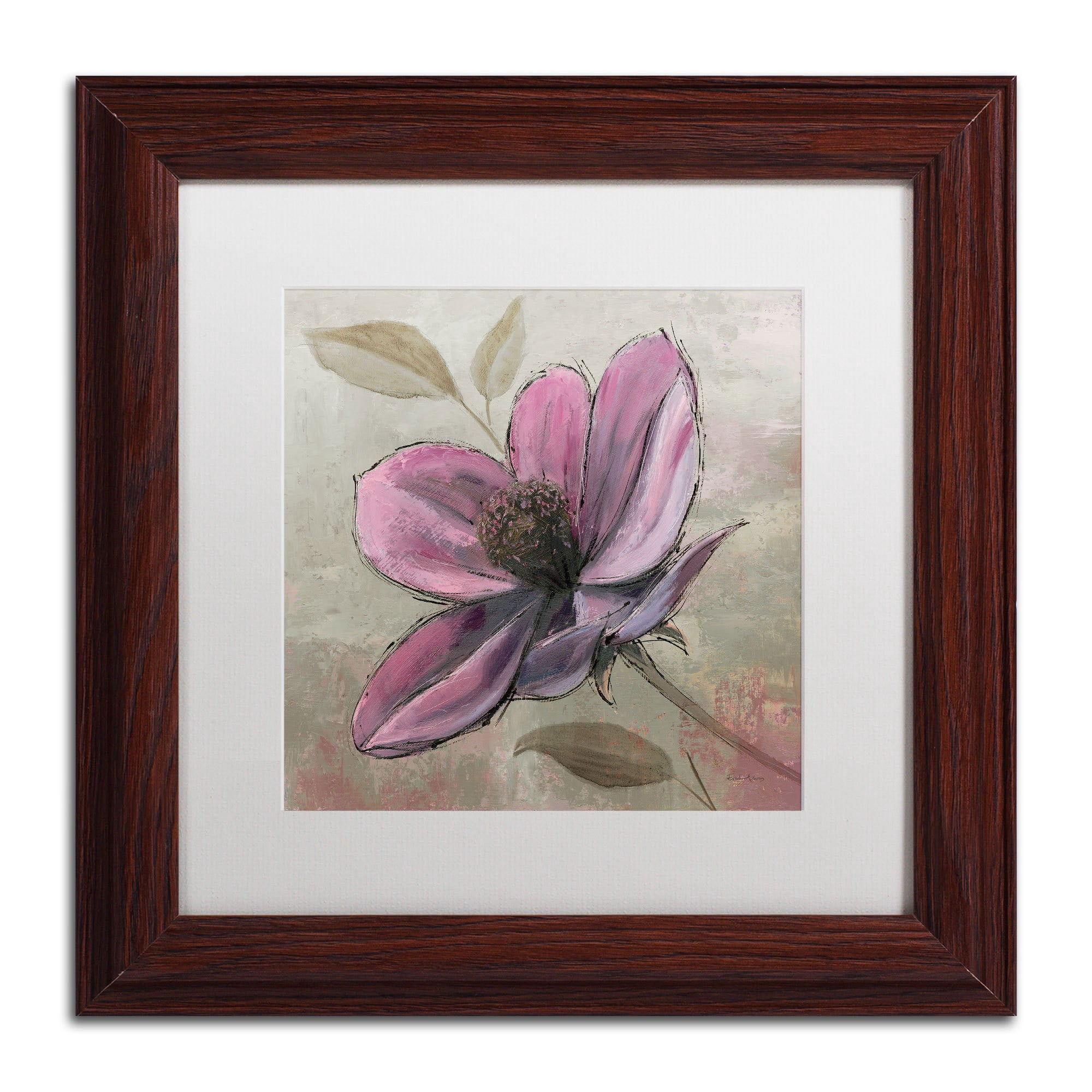 Trademark Fine Art "Plum Floral III" Canvas Art by Emily Adams, White Matte, Black Frame