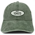 thumbnail image 1 of Trendy Apparel Shop Established 1965 Embroidered 53rd Birthday Gift Pigment Dyed Washed Cotton Cap - Olive, 1 of 2