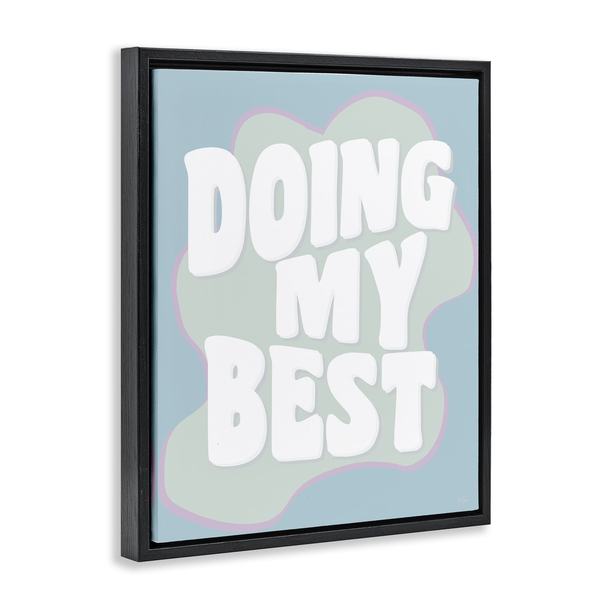 Stupell Industries Doing My Best Phrase Text & Numbers Painting Black Floater Framed Canvas Art Print Wall Art, 17 x 21