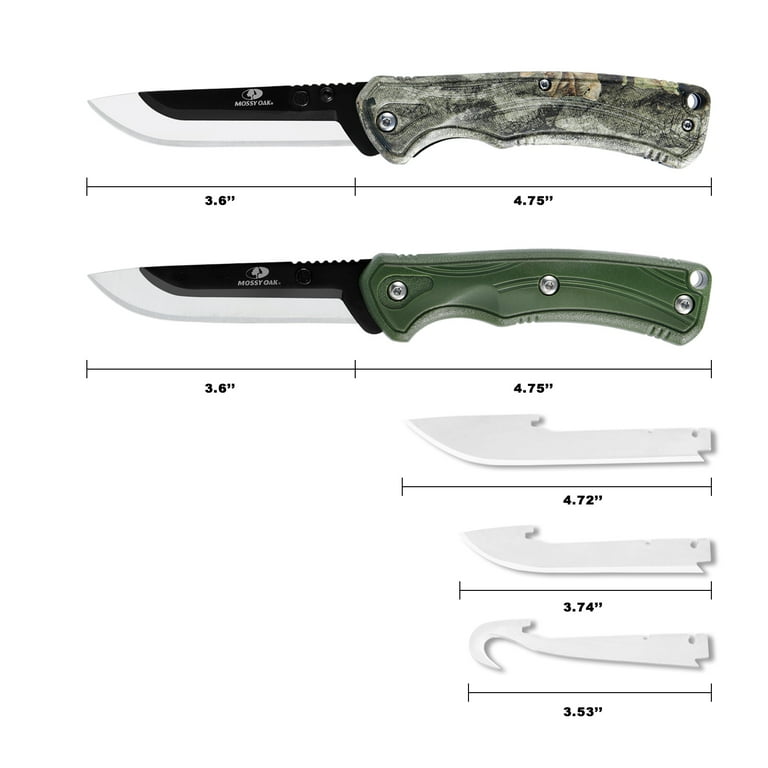 Mossy Oak 13 Pieces Replaceable Blades Knives,4.75 inches Folding