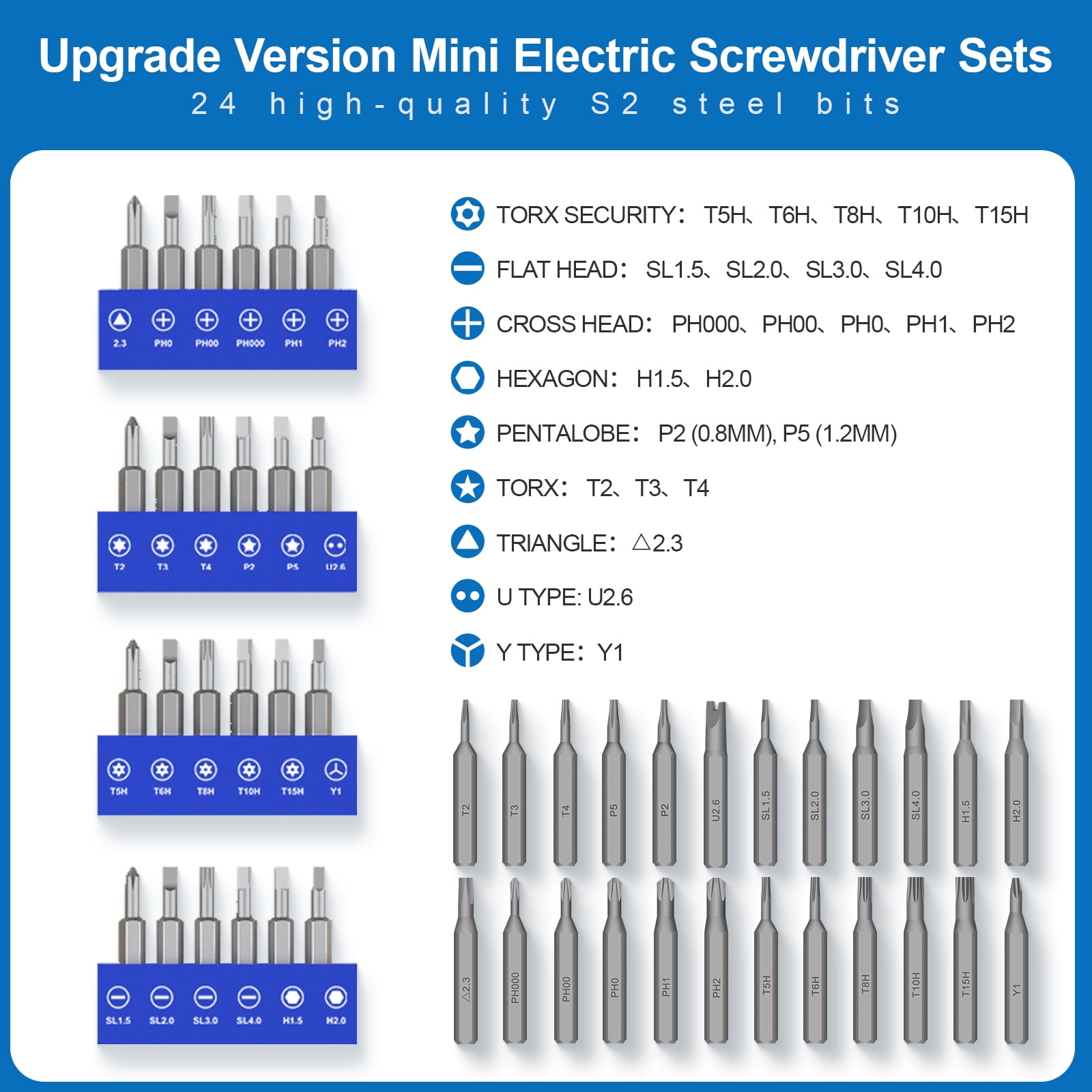 E·Durable Mini Electric Screwdriver Set 28 in 1 Cordless Power Precision Screwdriver Set with 24 Bits Rechargeable Portable Magnetic Repair Tool Kit with LED Lights for Camera Laptop Phone Watch