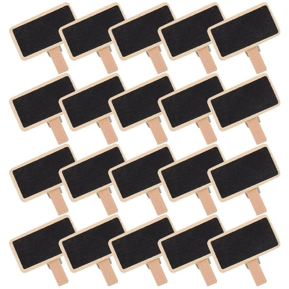 Worgeous 50Pcs Clip On Chalkboards Blackboard with Wooden Clip Message Boards Mini Chalkboard Signs Clip