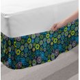 thumbnail image 2 of Floral Bed Skirt, Flowers Ornate Snowflakes with Geometric Mandala Inspirations Print, Elastic Bedskirt Dust Ruffle Wrap Around for Bedding Decor, 4 Sizes, Dark Teal and Multicolor, by Ambesonne, 2 of 2
