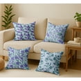 thumbnail image 3 of 20x20, Cotton Cushion Covers Set of 4 - Vargottam Printed Throw Pillow Covers with Hidden Zip, Double Sided Design - Blue, Floral Design, 3 of 7