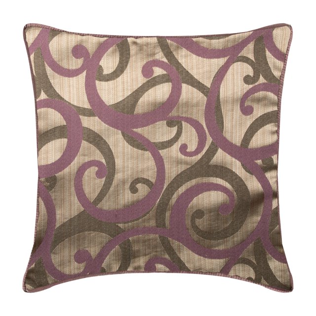 Throw Pillow Covers, Purple 14"x14" (35x35 cm) Throw Pillow Covers, Jacquard Silk Scrolls Throw Pillows For Couch, Abstract Pattern Contemporary Style - Scrolling All The Way Purple