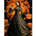 thumbnail image 4 of Womens Victorian Dresses Plus Size Maxi Renaissance Dresses Lace up Flare Sleeve Vintage Cocktail Dress Medieval Halloween Costumes Evening Party Gowns, 4 of 6
