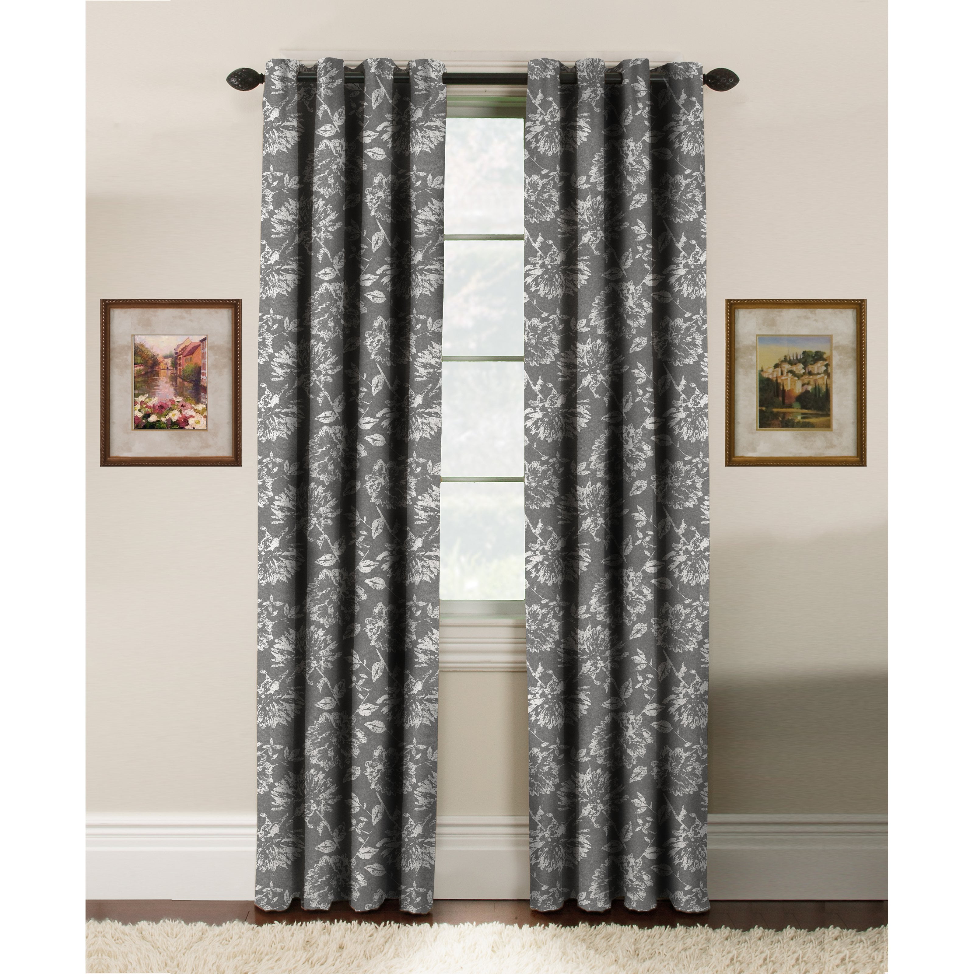 Arlee Home Fashions Asha Linen Leaf Print Grommet Panel Pair
