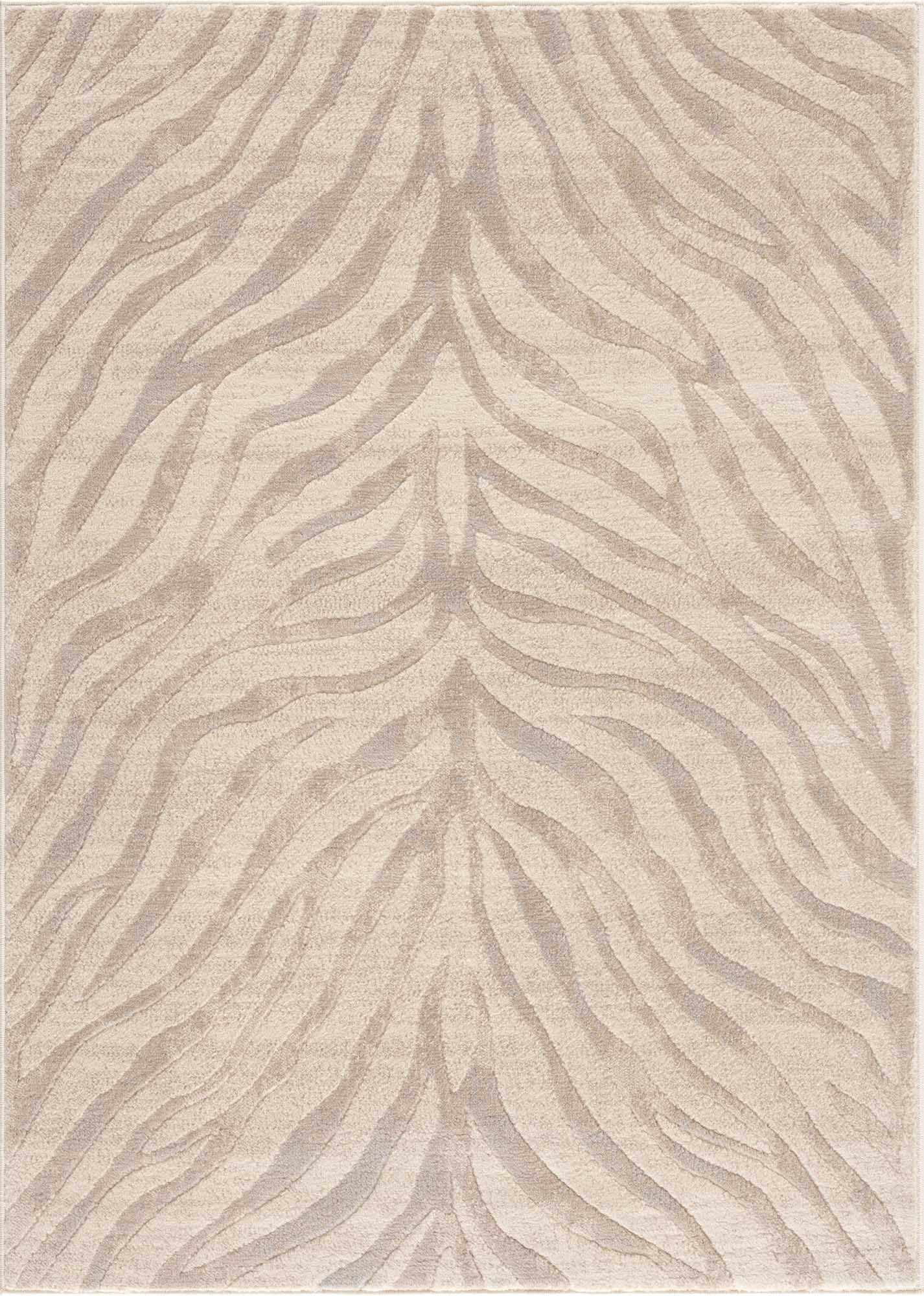 Hauteloom Manteca Contemporary Animal Zebra Print Area Rug for Living Room Bedroom Dining Room - Distressed Faded Style - Cream, White, Beige, Gray - 6'7" x 9' (6x9)