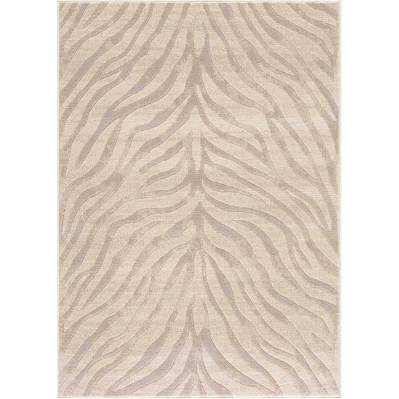 BoutiqueRugs Manteca Zebra Print Area Rug - Peach, Light Gray, Taupe - 5'3" x 7'3"