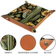 thumbnail image 3 of Women Girls Leather Square Dish Trinket Plate Jewelry Tray for Mothers Day Birthday Gift, Cactu Sunflower Pattern, 3 of 6