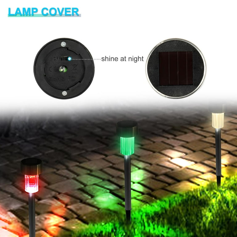 UBesGoo 24PCS Landscape Garden Yard Path Lawn Stainless Steel LED Solar Power Waterproof Light White Color Changing With Spikes UBesGoo 24PCS Landscape Garden Yard Path Lawn Stainless Steel LED Solar Power Waterproof Light White Color Changing With Spikes