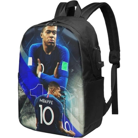 #7 Mbappe #10 Backpacks Bag Laptop Bag Bookbag Usb Backpack 17 Inch For Daily, Black