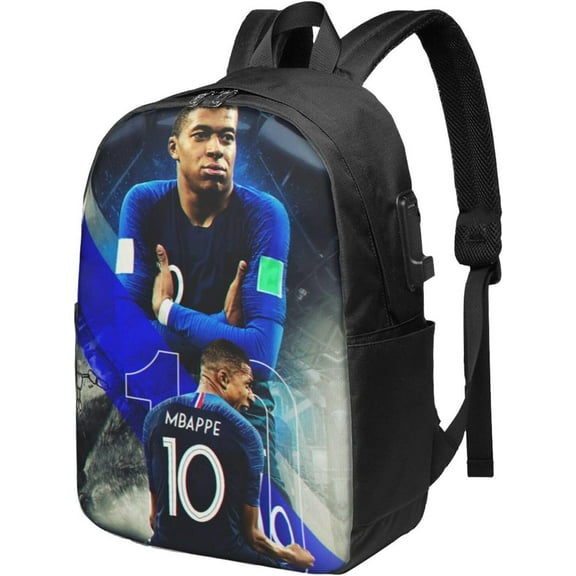 #7 Mbappe #10 Backpacks Bag Laptop Bag Bookbag Usb Backpack 17 Inch For Daily, Black