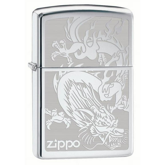 Zippo Lighter: Dragon, Engraved - High Polish Chrome