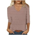 thumbnail image 1 of Blouses pour Femmes T-shirt Décontracté Imprimé Col en V Manches 3/4 Ample, 1 of 4