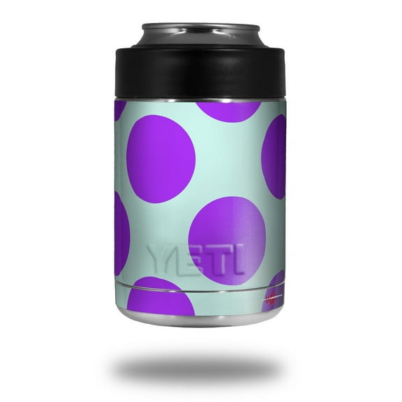 Skin Decal Wrap for Yeti Colster, Ozark Trail and RTIC Can Coolers - Kearas Polka Dots Purple And Blue (COOLER NOT INCLUDED) by WraptorSkinz
