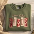 thumbnail image 2 of Love Like Jesus Embroidered Sweatshirt Christian Valentine Shirt Pink Jesus Crewneck Religious Pullover Clothing Gift For Her, 2 of 5