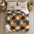 thumbnail image 5 of Orange Pumpkins on Black Check Pattern, Bold Farmhouse Style for Fall Lovers, Maple Gourd Patch and Thanksgiving Gift, Soft Flannel Blanket for Living Room and Cabin, Home Decor, 5 of 9