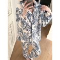 thumbnail image 5 of Womens Multicolor Floral Print Fleece Pajama Set - Cozy Long Sleeve, 5 of 5
