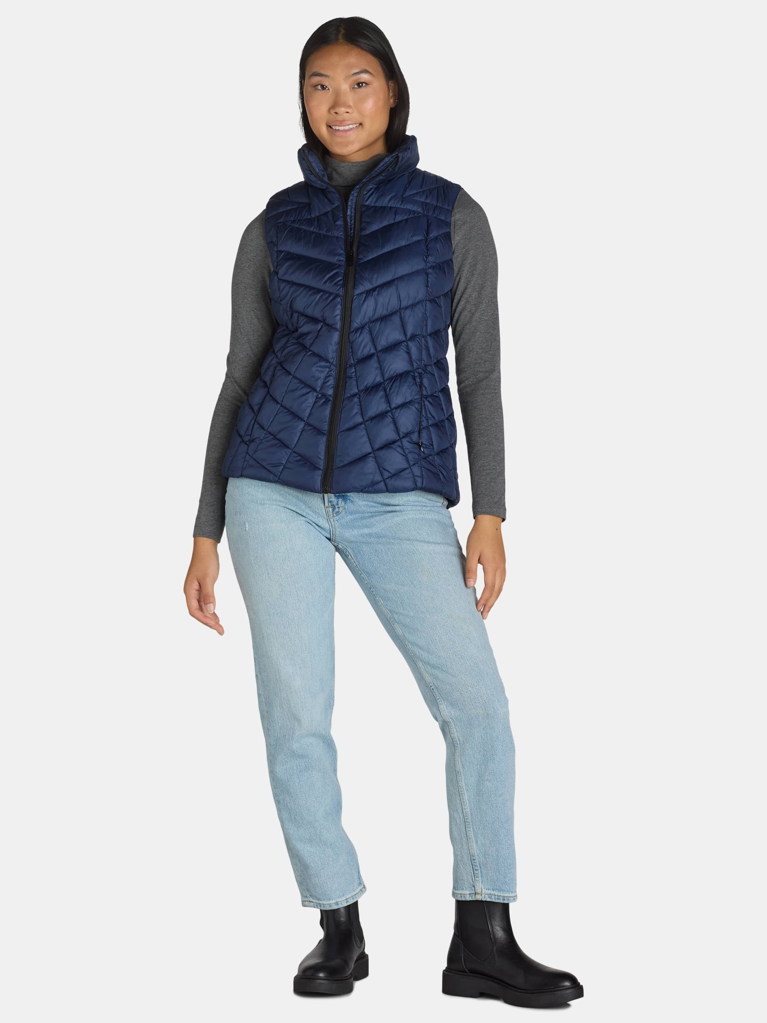 Big Chill Women's Chevron Quilted Puffer Vest, Midweight, Sizes S-3X