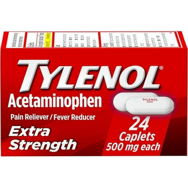 Tylenol Extra Strength Caplets with 500 mg Acetaminophen, Pain Reliever & Fever Reducer, 24 ct