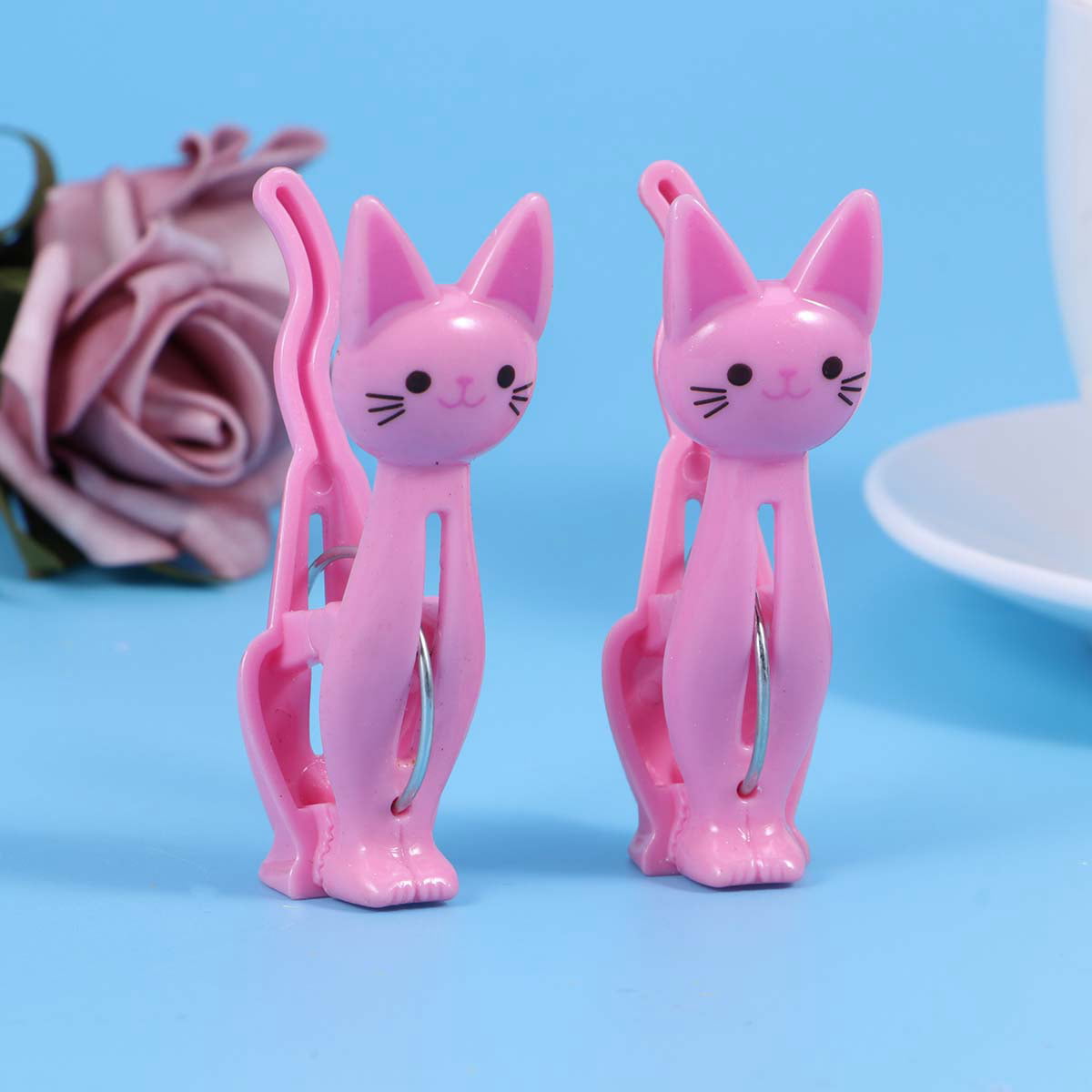 4Pcs/Set Plastic Cartoon Cat Clothes Pin Clips Clamps Hanging Laundry Pegs Hooks 