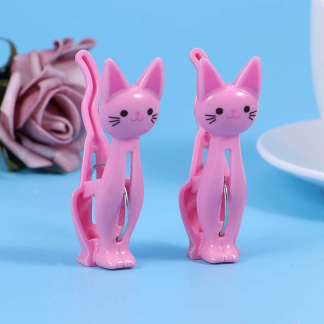 OULII 4Pcs Pink Clothes Clips Reusable Non Stick Plastic Sealer Sticks for Small Food Bags