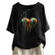 thumbnail image 1 of Blusas de Manga Corta para las Mujeres Impresas Cuello Redondo Camiseta Casual, Blusa de Algodón de Imitación para las Mujeres, 1 of 4