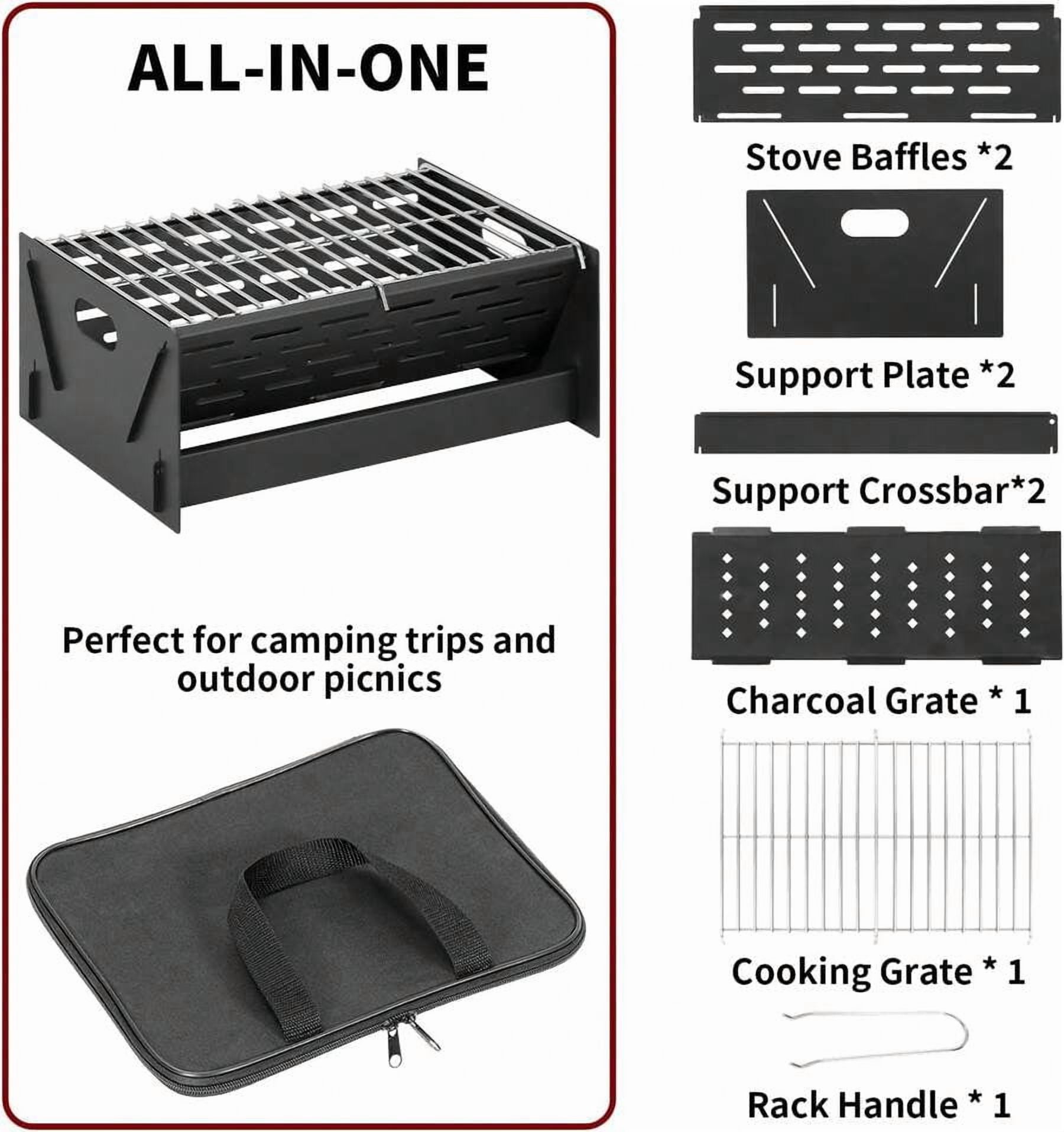 Portable Charcoal Grill, Folding Camping Campfire Grill With Carry Bag, Heavy Duty BBQ Grill Fire Pit For Outdoor Cooking, Camping, Picnic, Patio, Backyard By XX