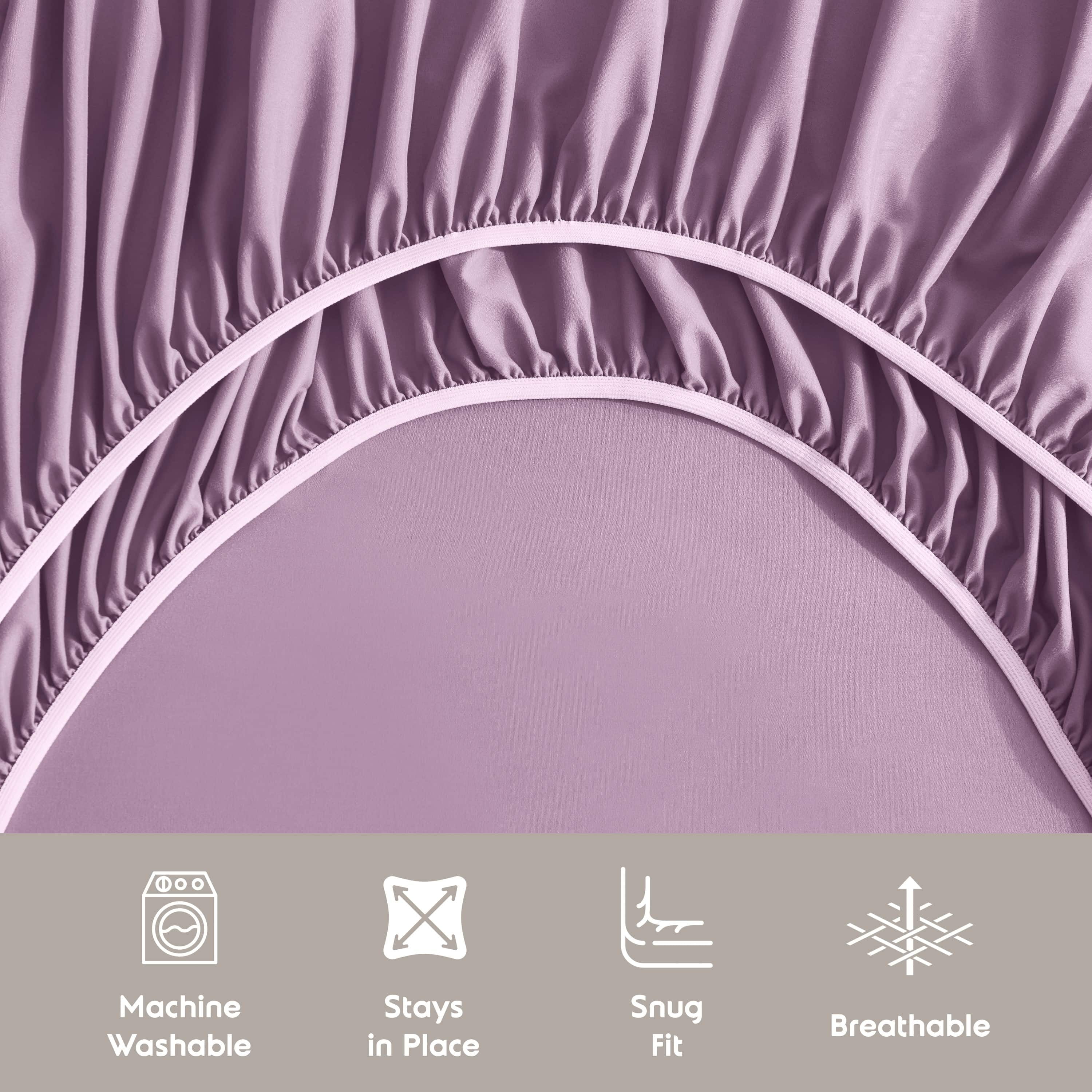 LammaLoe Extra Deep Pocket Split King Sheets set, Fits 18"-24" Mattress, 7 Piece Soft Microfiber Bed Sheet Sets, Lavender Dream