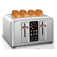 thumbnail image 1 of SEEDEEM tostador de 4 rebanadas, tostador de acero inoxidable y control táctil, visualización LCD, 6 tipos de pan, 7 ajustes de sombra, ranuras de 1.5 pulgadas de ancho, cancelar/descongelar, 1 of 5
