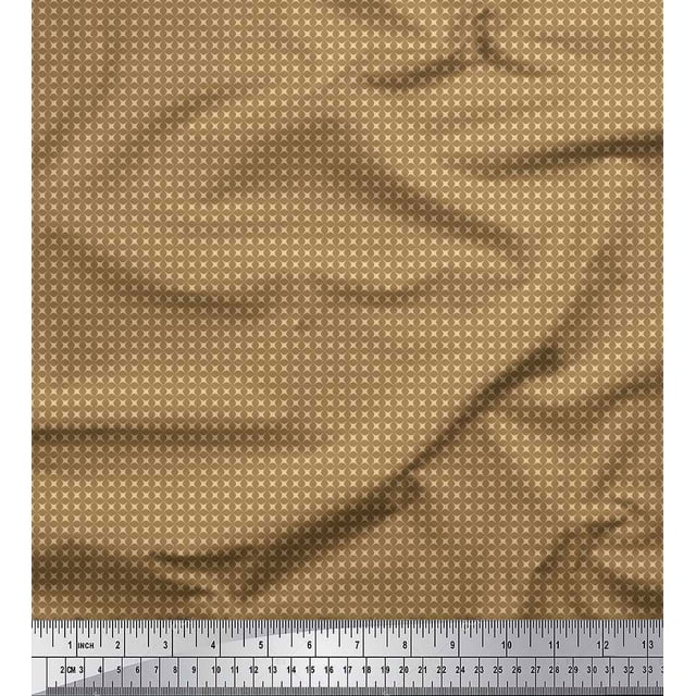 Soimoi Brown Moss Georgette Fabric Artistic Geometric Decor Fabric Printed Yard 42 Inch Wide