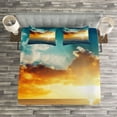 thumbnail image 3 of Ambesonne Sunset Quilted Bedspread Set 3 Pcs, Horizon Panorama, Queen Size, Yellow Blue, 3 of 3