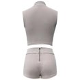 thumbnail image 6 of Short Sets for Women Slim Fit Sleeveless Zip Up Cropped Vest and Shorts 2 Piece Matching Set Going out Sets, 6 of 9