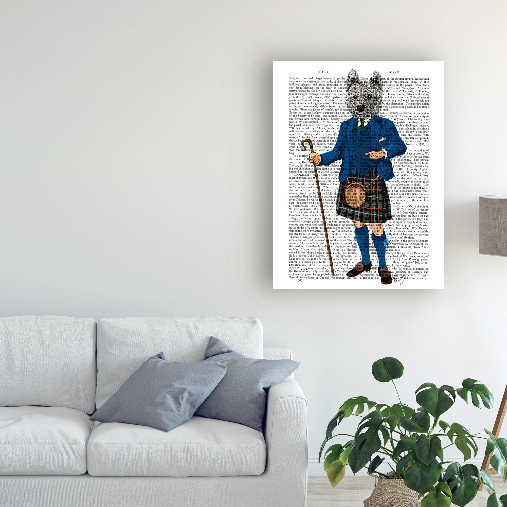 Trademark Fine Art 'West Highland Terrier In Kilt' Canvas Art by Fab Funky