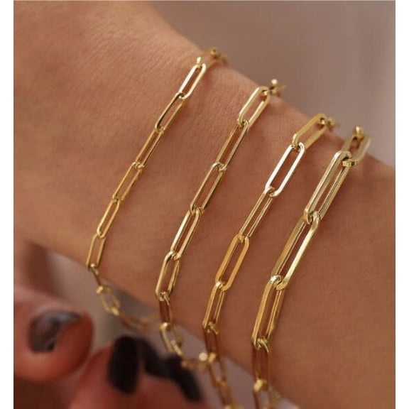 Heyoubi Paper Clip Chain Bracelet, Yellow Gold, 8''